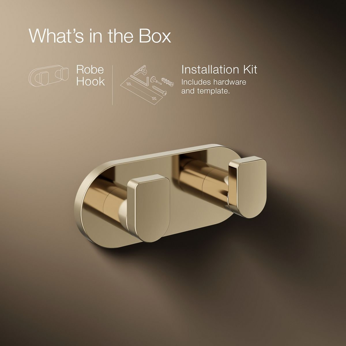 Composed Wall-Mounted Double Robe Hook, Gold