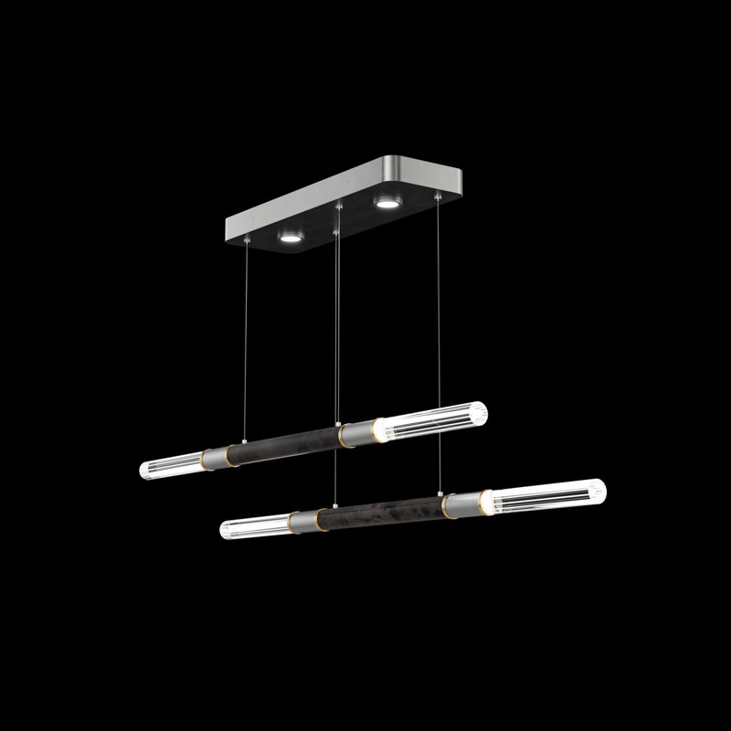 Luminaire suspendu l 71 po Antonia, Laiton/Argent Charbon