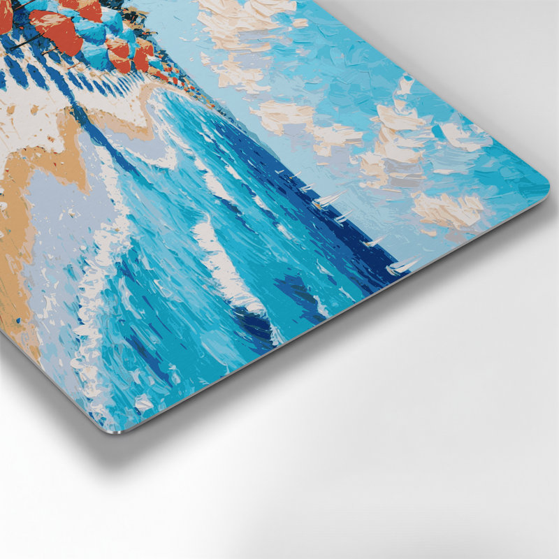 Art mural gris en métal Coastal Beach Umbrella Paradise, H 11 po x l 14 po
