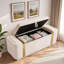 Banc ottoman moderne rembourré avec compartiment de rangement dissimulé, couvercle rabattable et bandes décoratives en métal doré-1069937284-1069937286