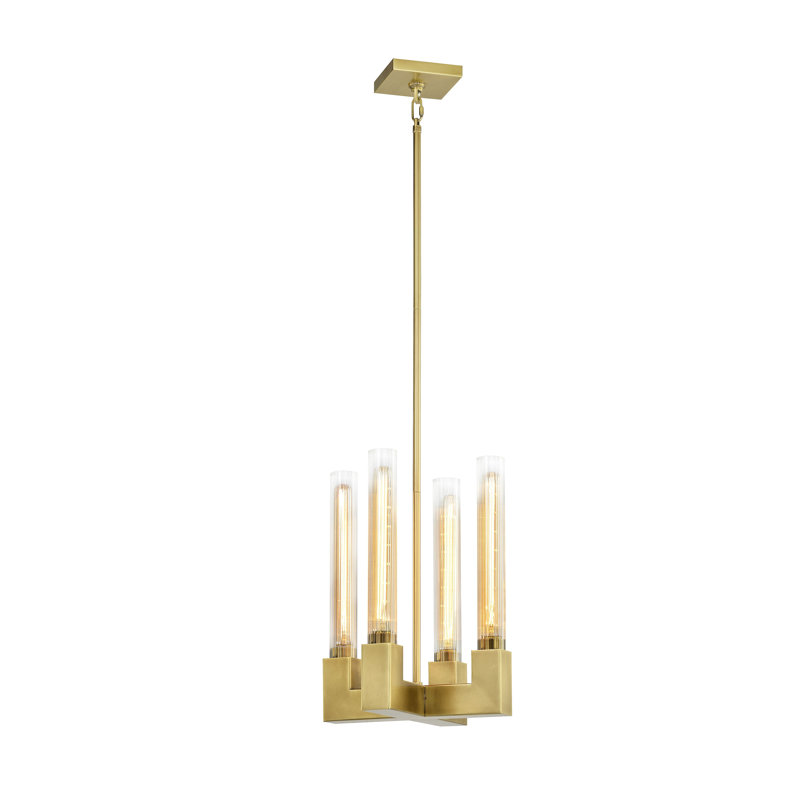 Luminaire suspendu 4 lumières Placid, Or