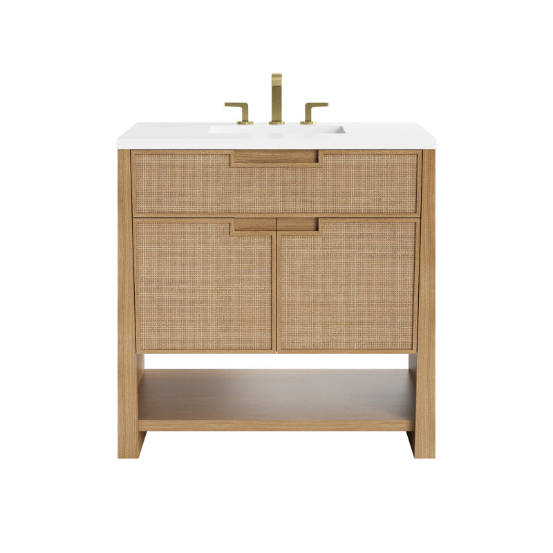 Solene 36'' W Single Vanity, White Zeus Quartz, 8" Widespread