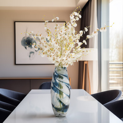 Catalina Coastal Blue Glass Swirl Vase