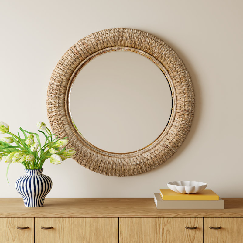 Janie Seagrass Round Wall Mirror