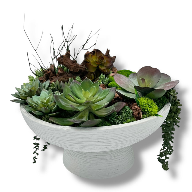 Vase piédestal circulaire en bois blanc cassé