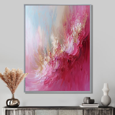 «Gold and Pink Ocean Ink Harmony III», peinture abstraite, art mural