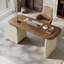Bureau rectangulaire à 3 tiroirs en bois manufacturé brun noisette + kaki-760664424