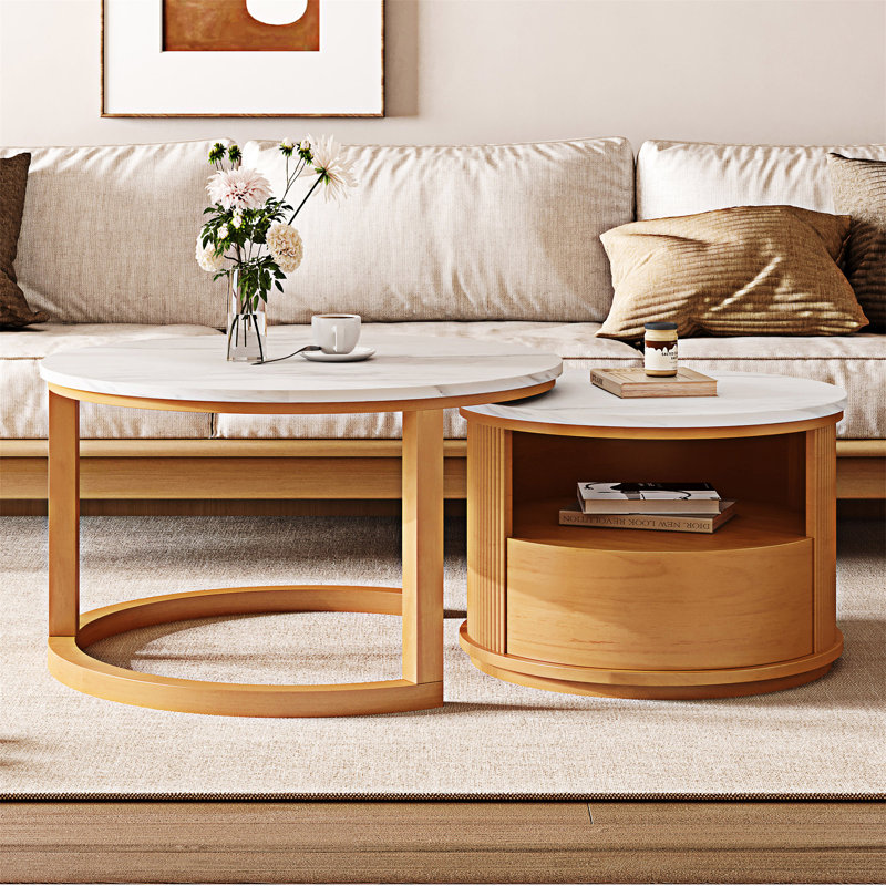 Table basse ronde avec rangement