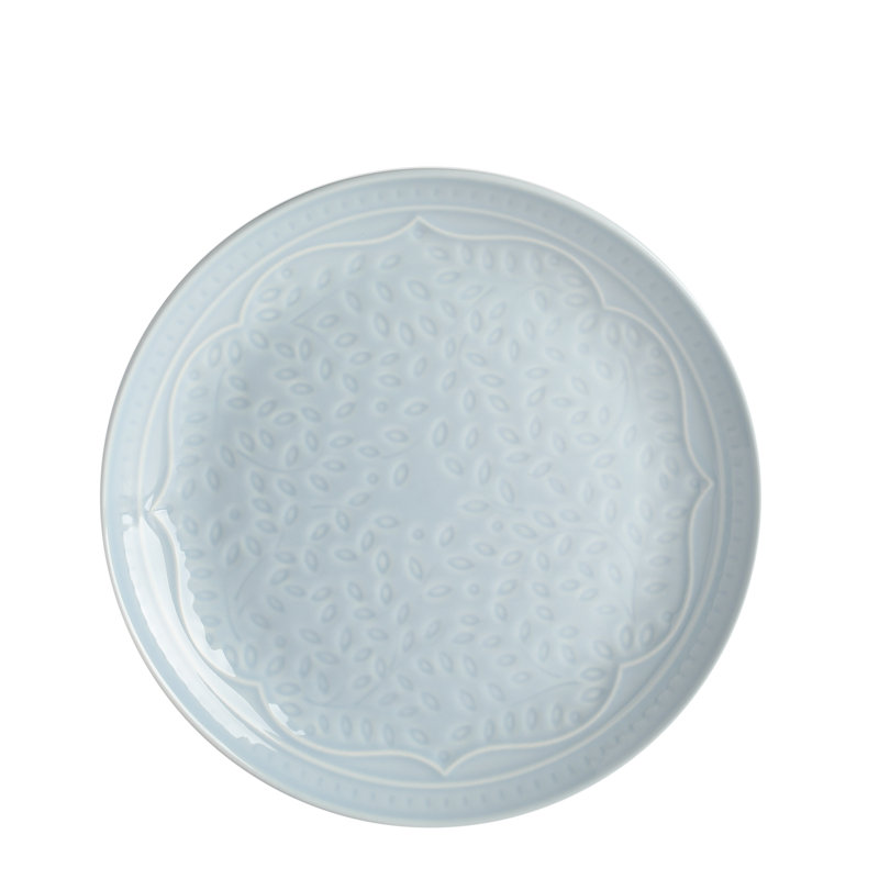 Aqua Floral Embossed Porcelain 18-Piece Dinnerware Set
