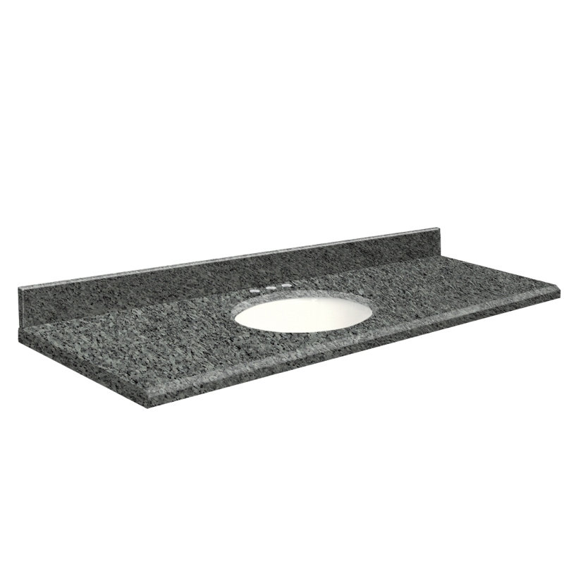 Dessus de salle de bain simple 61 po meuble-lavabo, Centré de 8 pouces, Blanc, Noir absolu