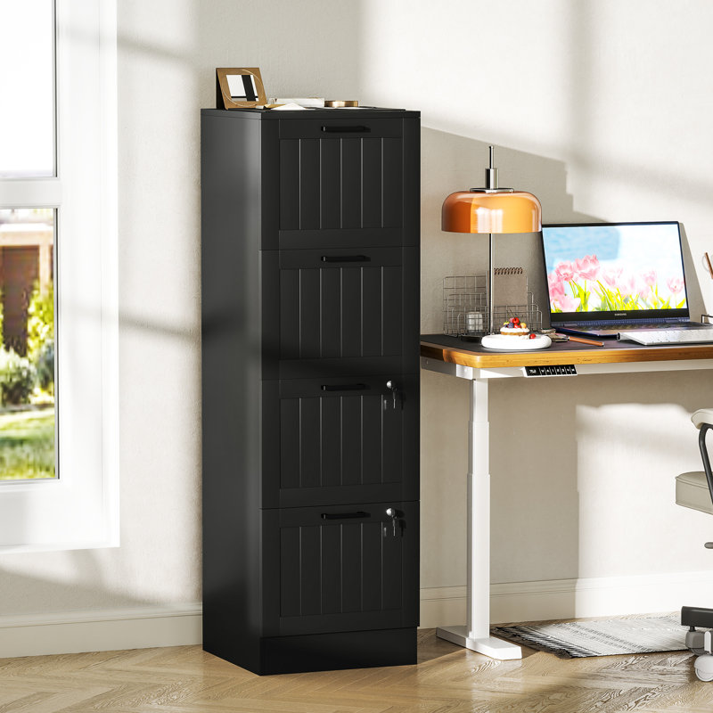 40cm Wide 4 -Drawer File Cabinet, Black, 131cm H x 40cm W x 40cm D