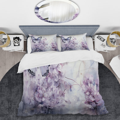 Ensemble de housse de couette papillon mauve Enchanted Flight I