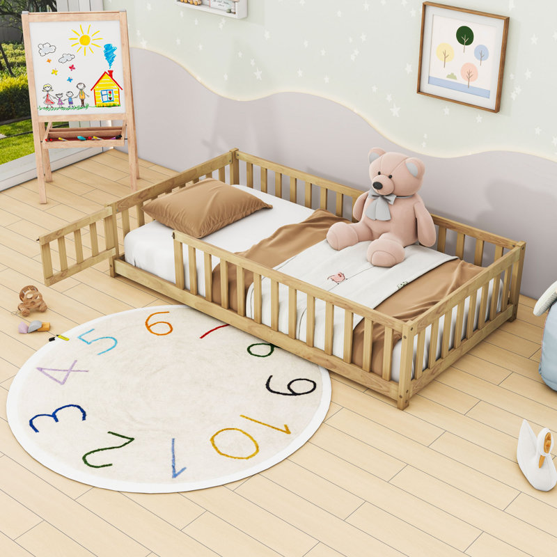 Lit en bois avec lattes, Naturel, Simple