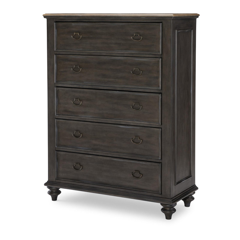 Commode 5 tiroirs Kingston, Brun