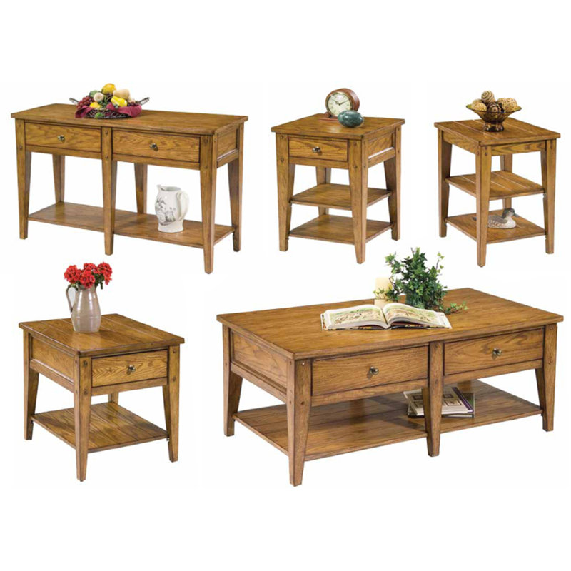 Laron 5 Piece Living Room Table Set, Oak