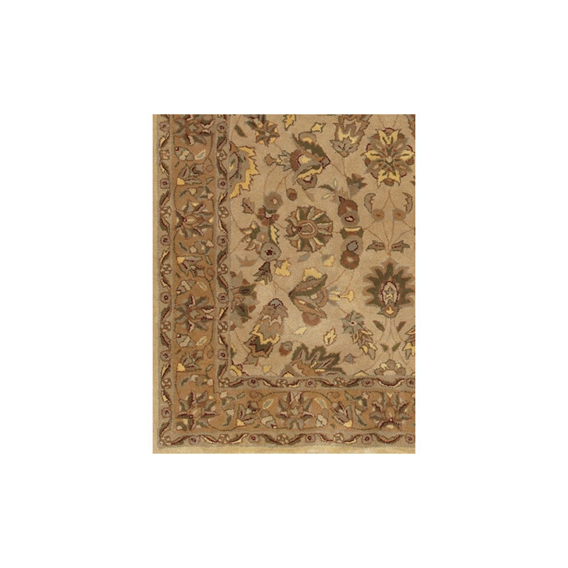 Ellenton Authentic Hand-Tufted Handmade Beige, Tan, Brown & Sage Green Traditional Symmetrical Botanical Floral Medallion Wool Area Rug