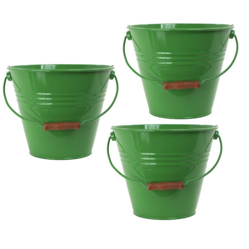 Handmade Metal Pot Planter, Green, 3
