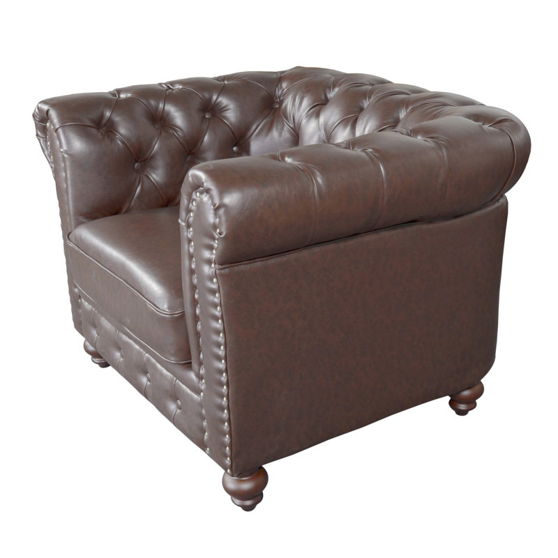Fauteuil Chesterfield Dayzia, Brun foncé