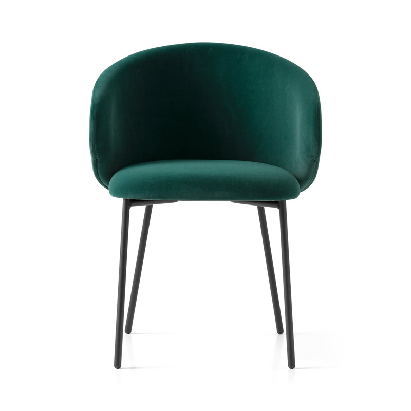 Fauteuil rembourré avec structure en métal Tuka, Vert forêt, Noir mat