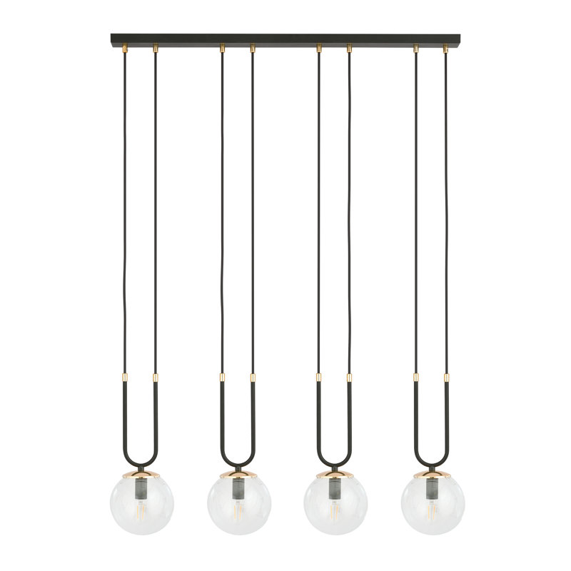 Spahn 4 - Light Black Kitchen Island Pendant, Black, Transparent