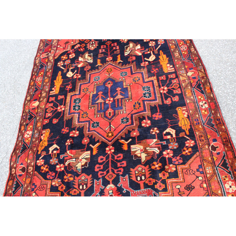 Tapis rouge en laine fait à la main 5X8