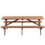 Table de pique-nique en bois brun pour 8 personnes, extérieure avec 2 sièges et bancs, capacité de 2220 lb