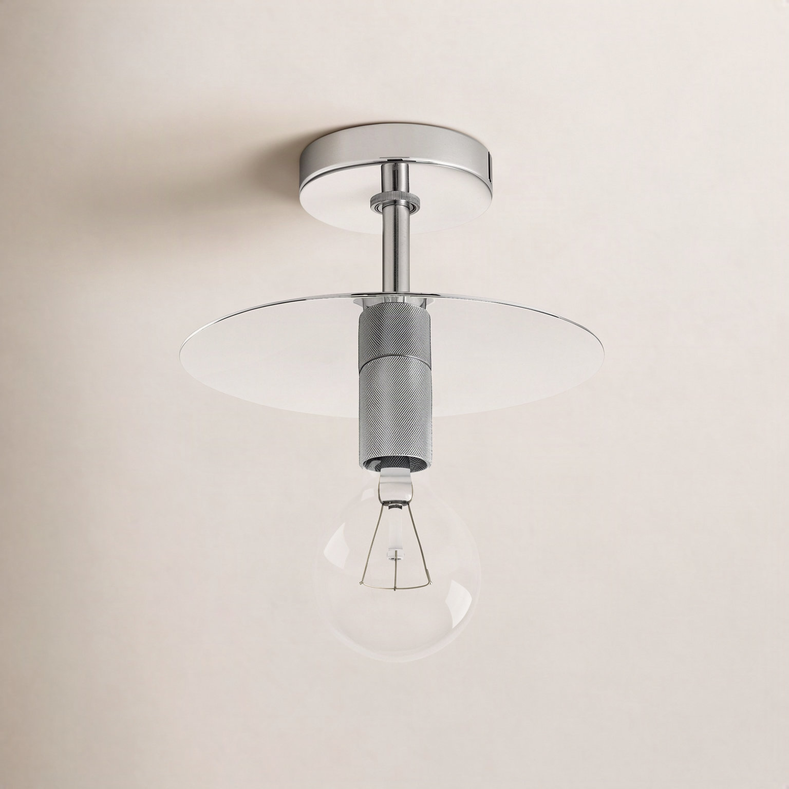 Sawvel Single Light Semi Flush Mount, Polished Nickel