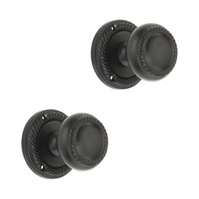 Georgian Mortice Door Knob Matt Black