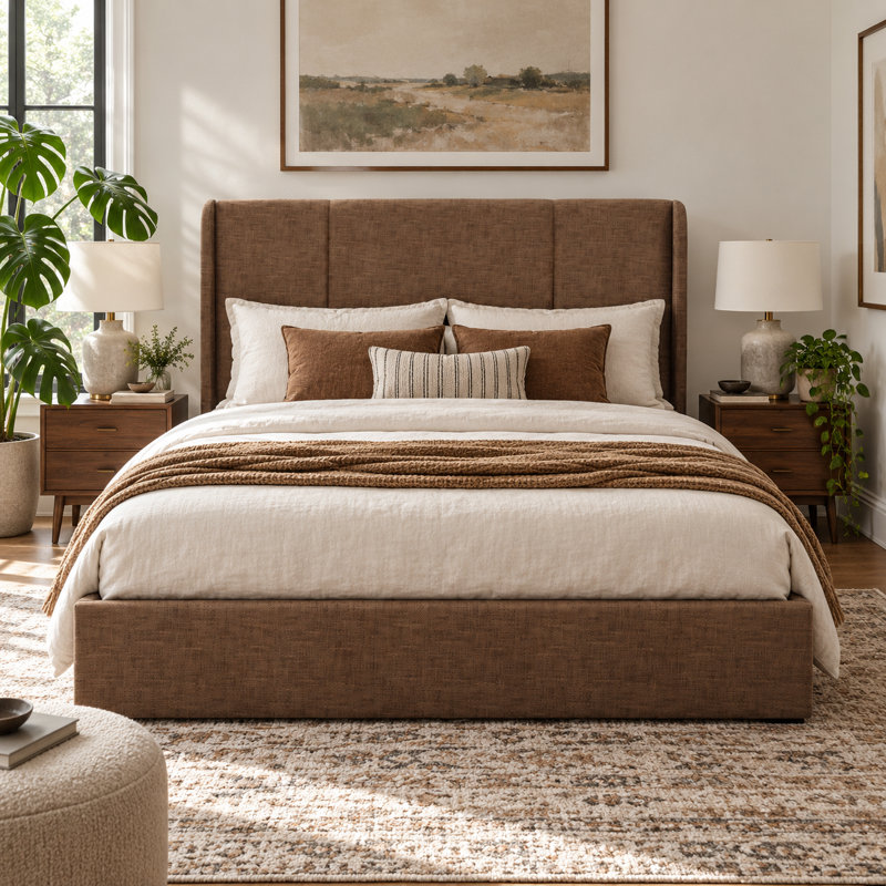 Lit plateforme tapissier Coletti, Grand lit, Off White Velvet