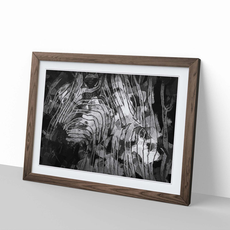 Stripes of the Zebras in Abstract - Framed Print, 62cm H x 87cm W x 2cm D, Walnut Framed