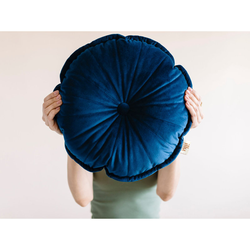 Velvet Dreamscape Circular Floor Cushion, Navy/Deep Blue