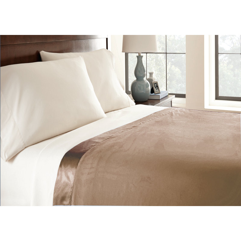 Full Hazelnut Micro Flannel Fleece Blanket with Satin Hem