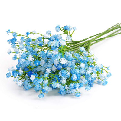 12 Pcs Artificial Baby Breath Flowers, Gypsophila Faux Flowers for Wedding Party Home Garden Decoration, Blue