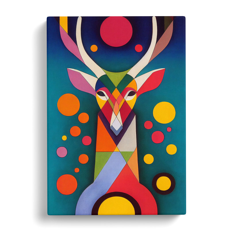 Deer in Colour Abstract - Wrapped Canvas, 60cm H x 40cm W x 3cm D