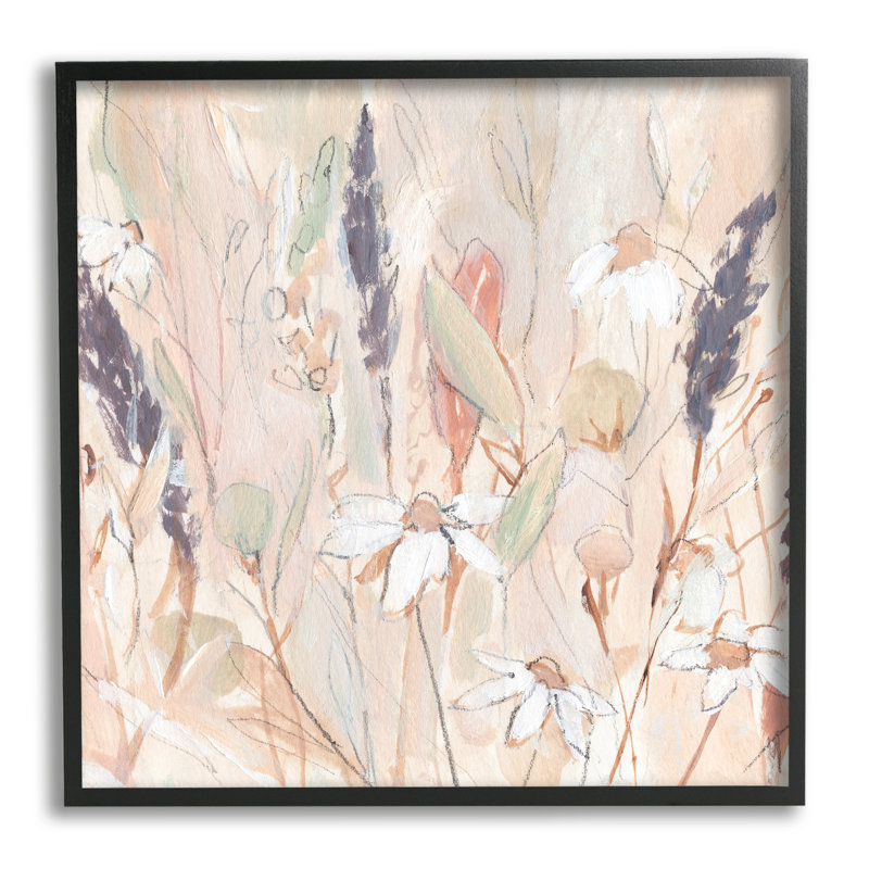 Blooming Wildflowers Pampas Grass, Giclée encadrée noir minuit, H 12 po x l 12 po x P 1,5 po