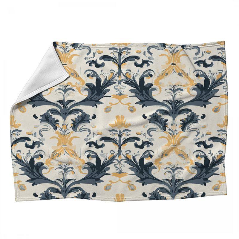 Baroque Pattern Fleece Throw Blanket - Home Throws for Sofas or Beds, 60" L x 50" W