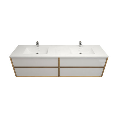 84"" Wall-Mounted Double Sink Bathroom Vanity Set -  Elsa, ESLIM84D-GW