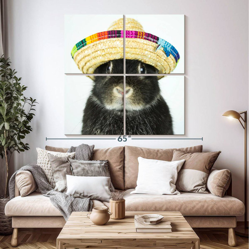 Brampt Rabbit Wearing Sombrero, 50" H x 50" W