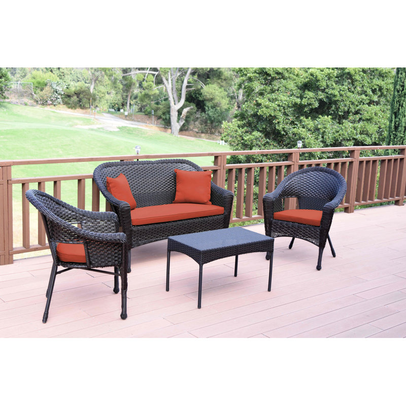 Yamada 4 - Person Patio Conversation Set with Cushions, Brown, Brown
