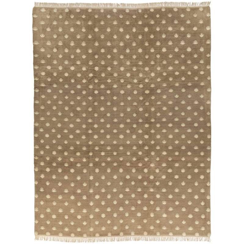 Wool Polka Dots Area Rug in Neutral/Taupe/White
