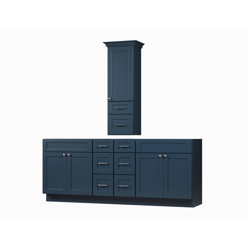 Disar 84' Double Bathroom Vanity With Counter Top Tall Cabinet Base Only, Blue
