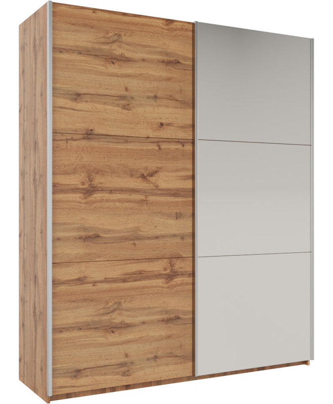 Manufactured Wood Wardrobe, 244cm H x 200cm W x 65cm D, Oak Wotan