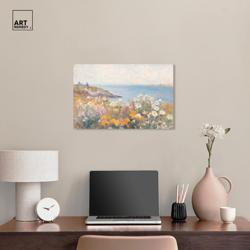 Seaside Garden Impressionist Wrapped Canvas Art, 24" x 16"