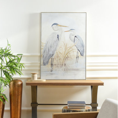 Southern Egret II Hand-Embellished Framed Canvas Wall Art - 32" x 48"