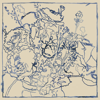 Croquis floral indigo I