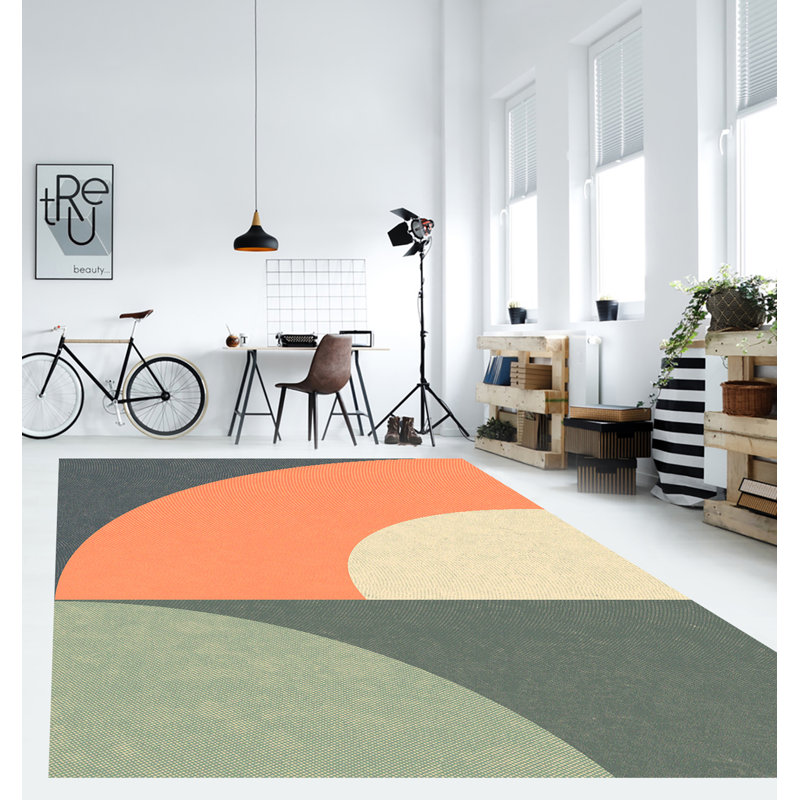 Gurnee Vinyl Machine Printed Area Rug, Rectangle 5'3" x 7'10.5"