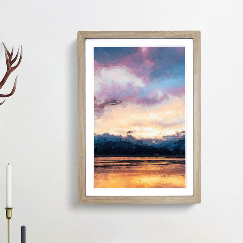Clouds Above the Mountains in Abstract - Picture Frame Graphic Art Print, Oak Framed, 36cm H x 27cm W x 2cm D