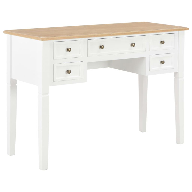 Bureau d'écriture en bois aggloméré brun et blanc, bureau de travail standard style contemporain