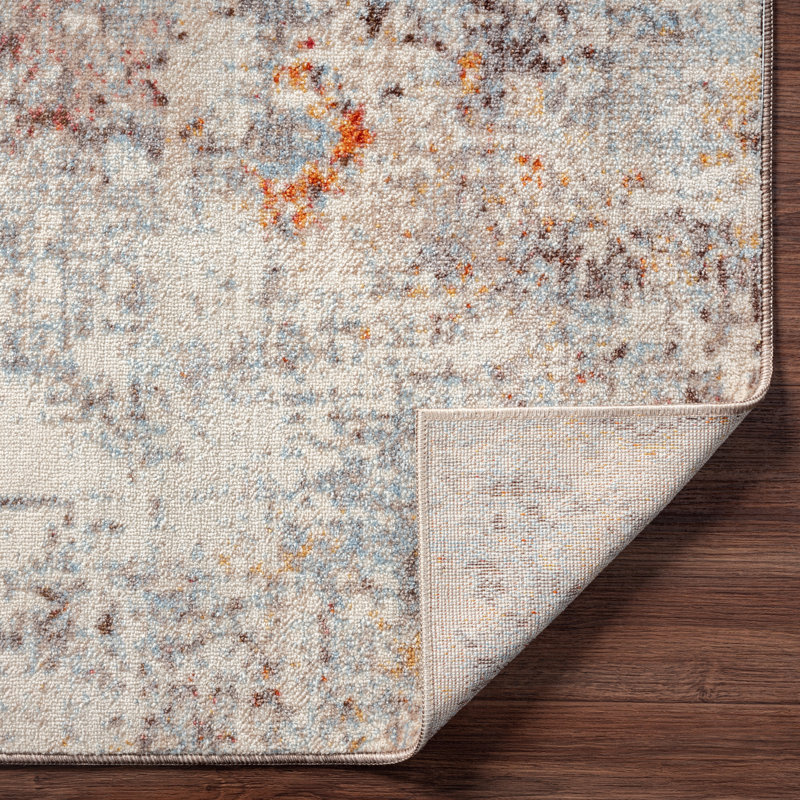 C Abstract Area Rug in Ivory, Rectangle 6'3" x 12'5"