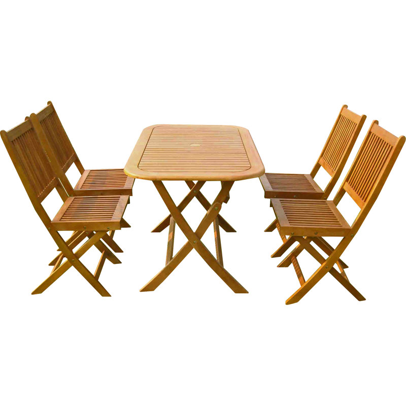 Blaser Wood Patio Dining Set with Rectangular Table